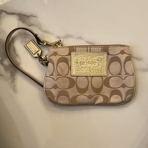 Nude/Gold Coach Wristlet